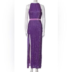 Retrofete Purple Sequin High Neck Gown XS
